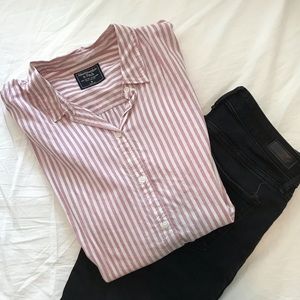 A&F Lightweight Pink Stripe Button-down Shirt